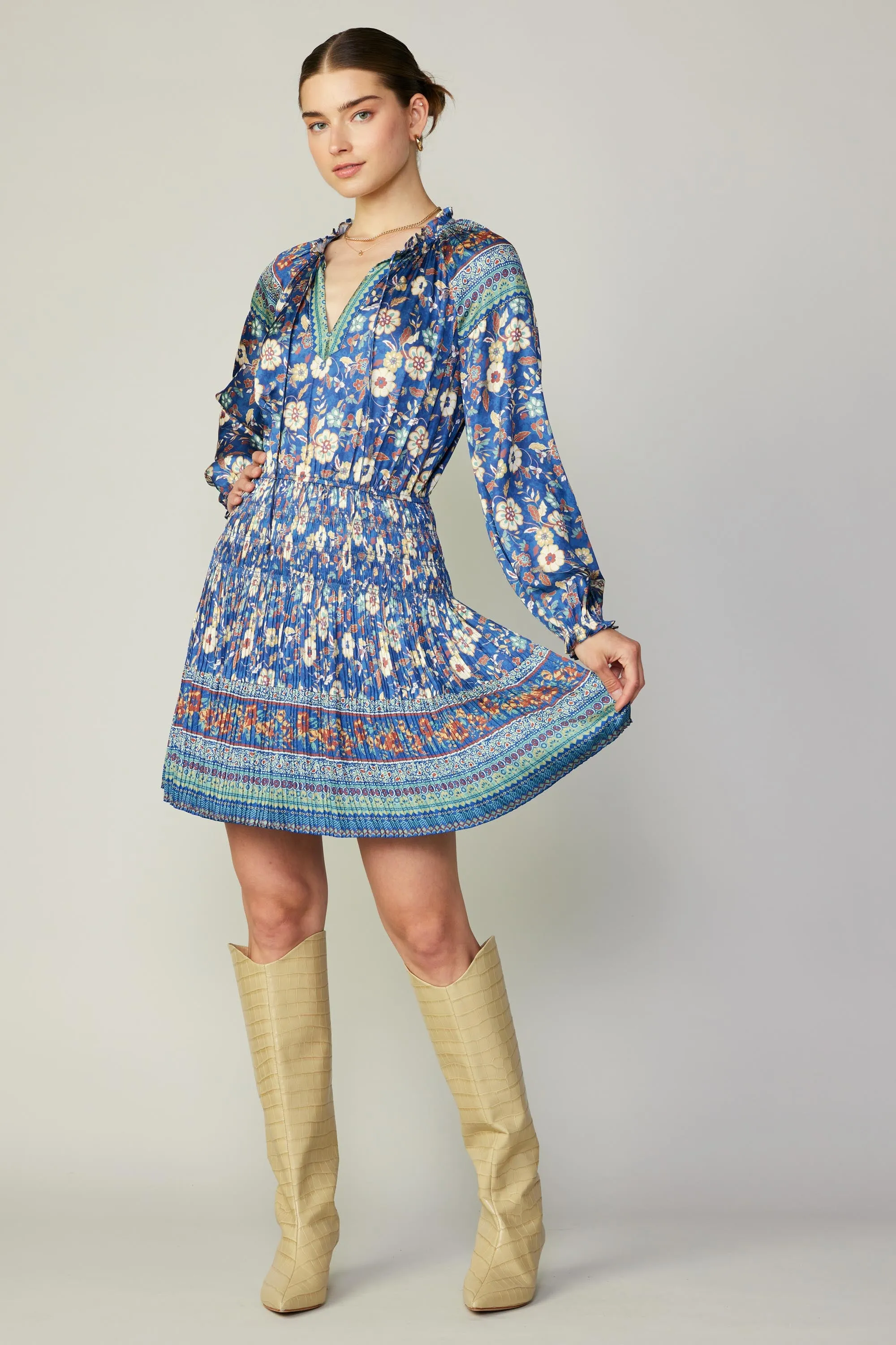 Floral Border Print Mini Dress