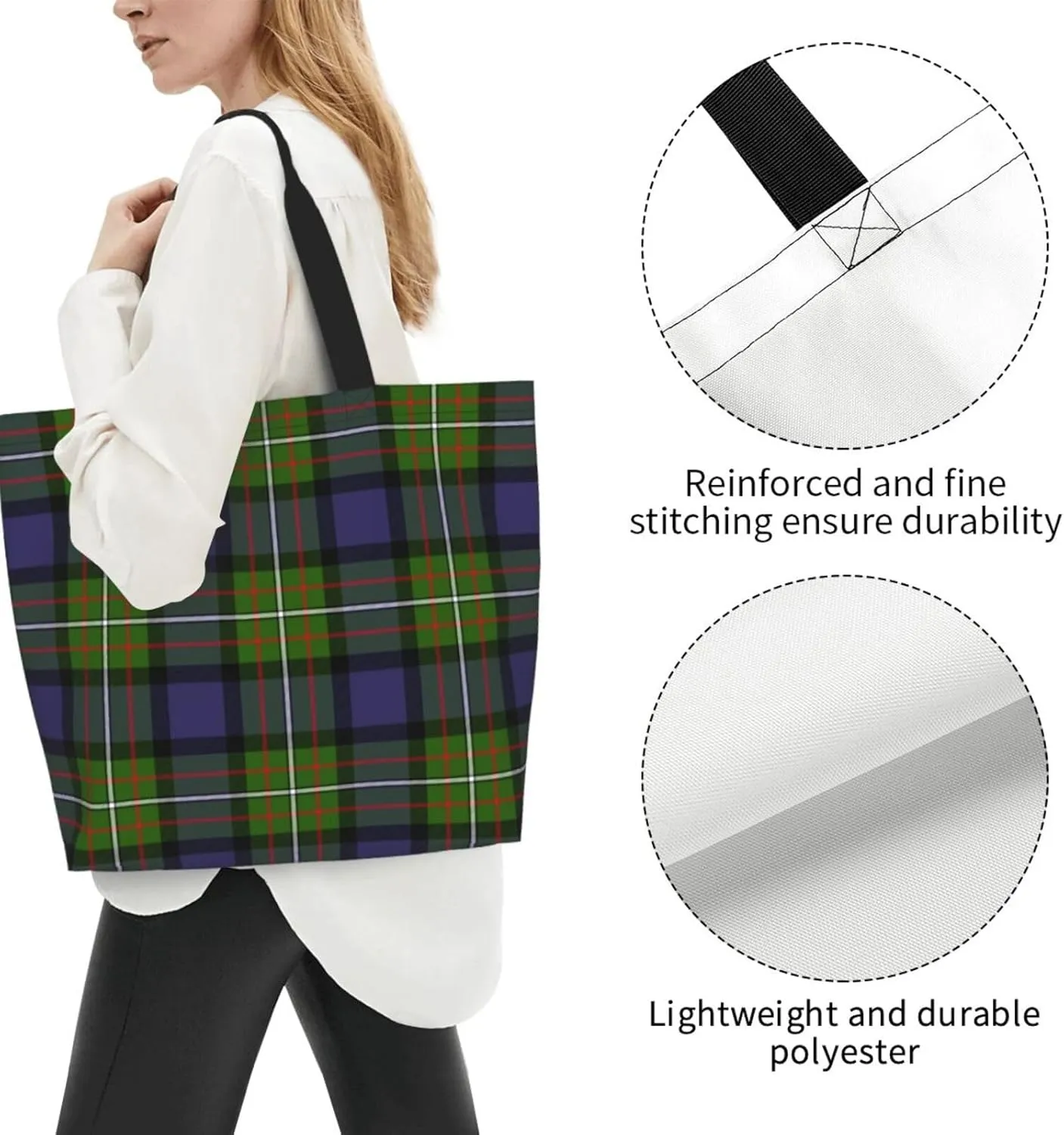 Forbes Ancient Tartan Tote Bag For Women Weekender Travel Bag Reusable Grocery Bags Large Totes Handbags