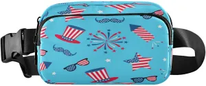Fourth Of July Fireworks Blue Belt Bag for Women Men Fanny Pack Small Waist Pouch Crossbody Bags for Outdoor Hiking Running Travel