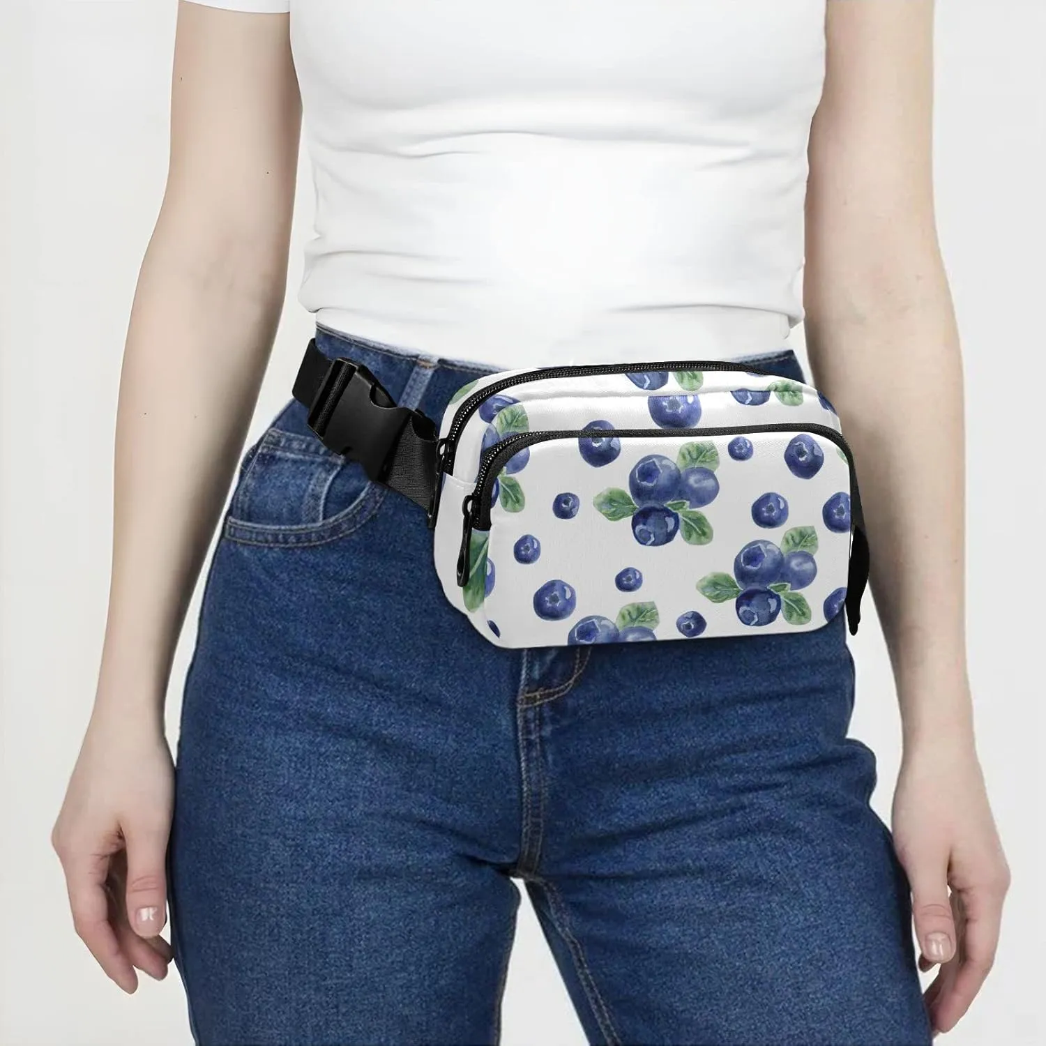 Fruits Blueberry Fanny Pack for Women Men Crossbody Belt Bag Fashion Waist Packs Purse with Adjustable Strap Bumbag for Outdoors