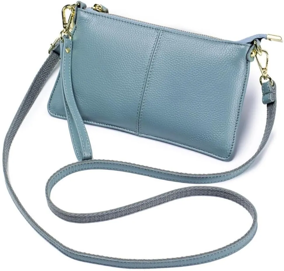 Genuine Leather Crossbody Bag for Women Wristlet Band Clutch Phone Small Handbags Ladies Totes