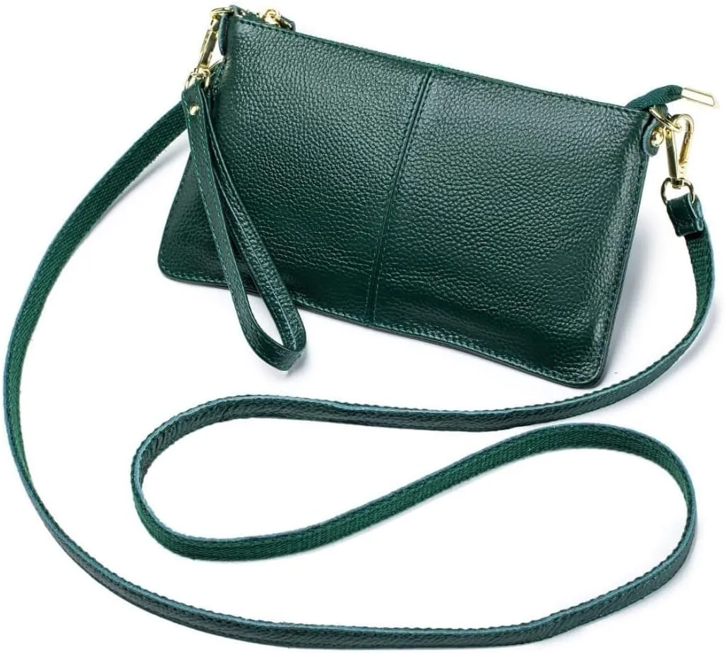 Genuine Leather Crossbody Bag for Women Wristlet Band Clutch Phone Small Handbags Ladies Totes