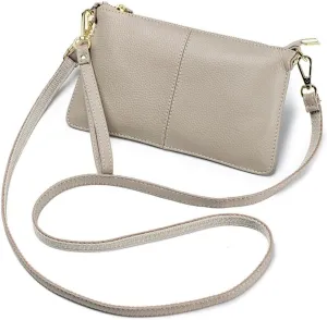 Genuine Leather Crossbody Bag for Women Wristlet Band Clutch Phone Small Handbags Ladies Totes