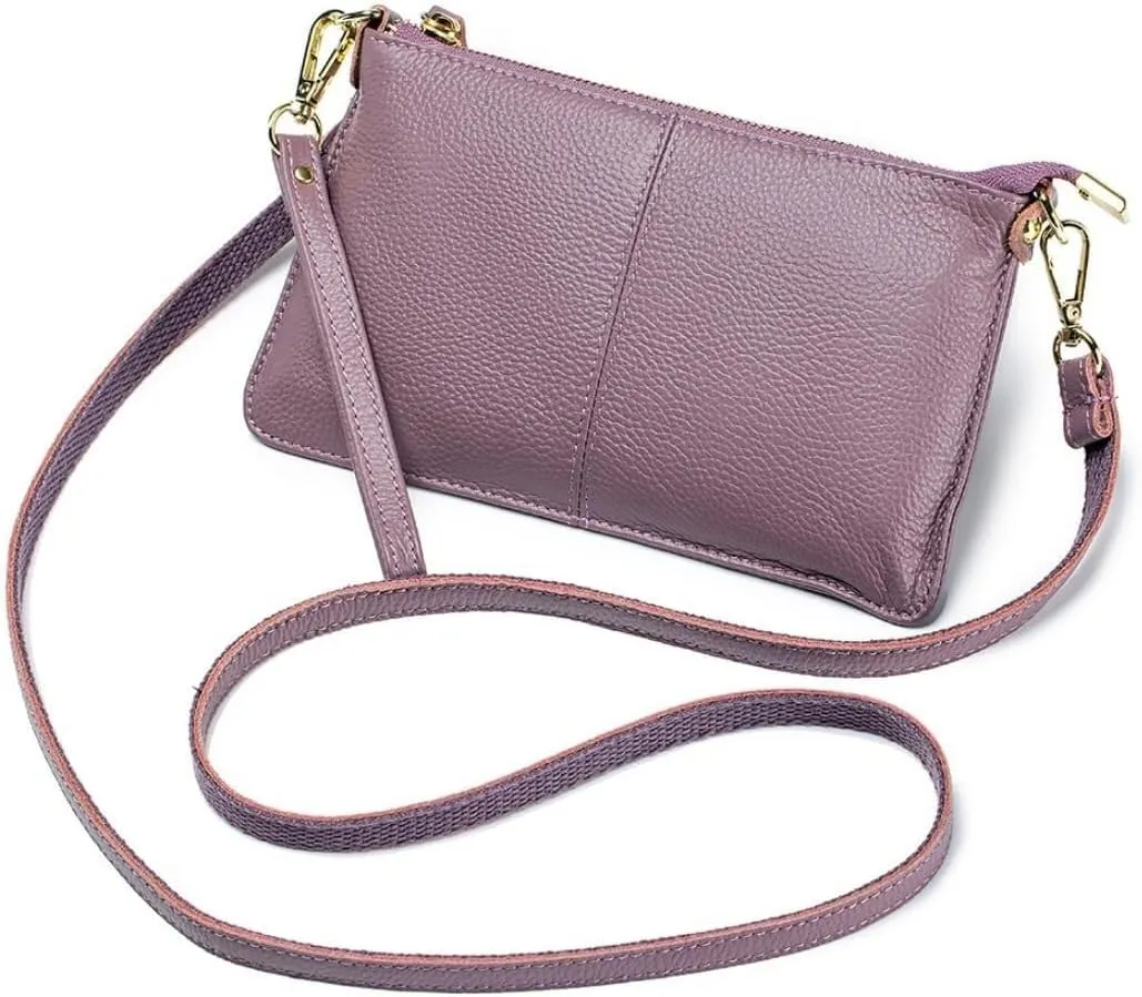 Genuine Leather Crossbody Bag for Women Wristlet Band Clutch Phone Small Handbags Ladies Totes