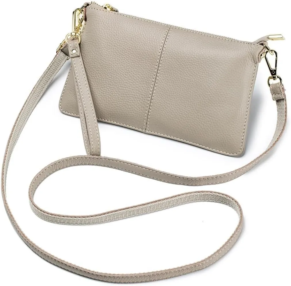 Genuine Leather Crossbody Bag for Women Wristlet Band Clutch Phone Small Handbags Ladies Totes
