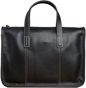 Genuine Leather Men's Briefcase Large Capacity Business Bag Black Male Shoulder Laptop Bag
