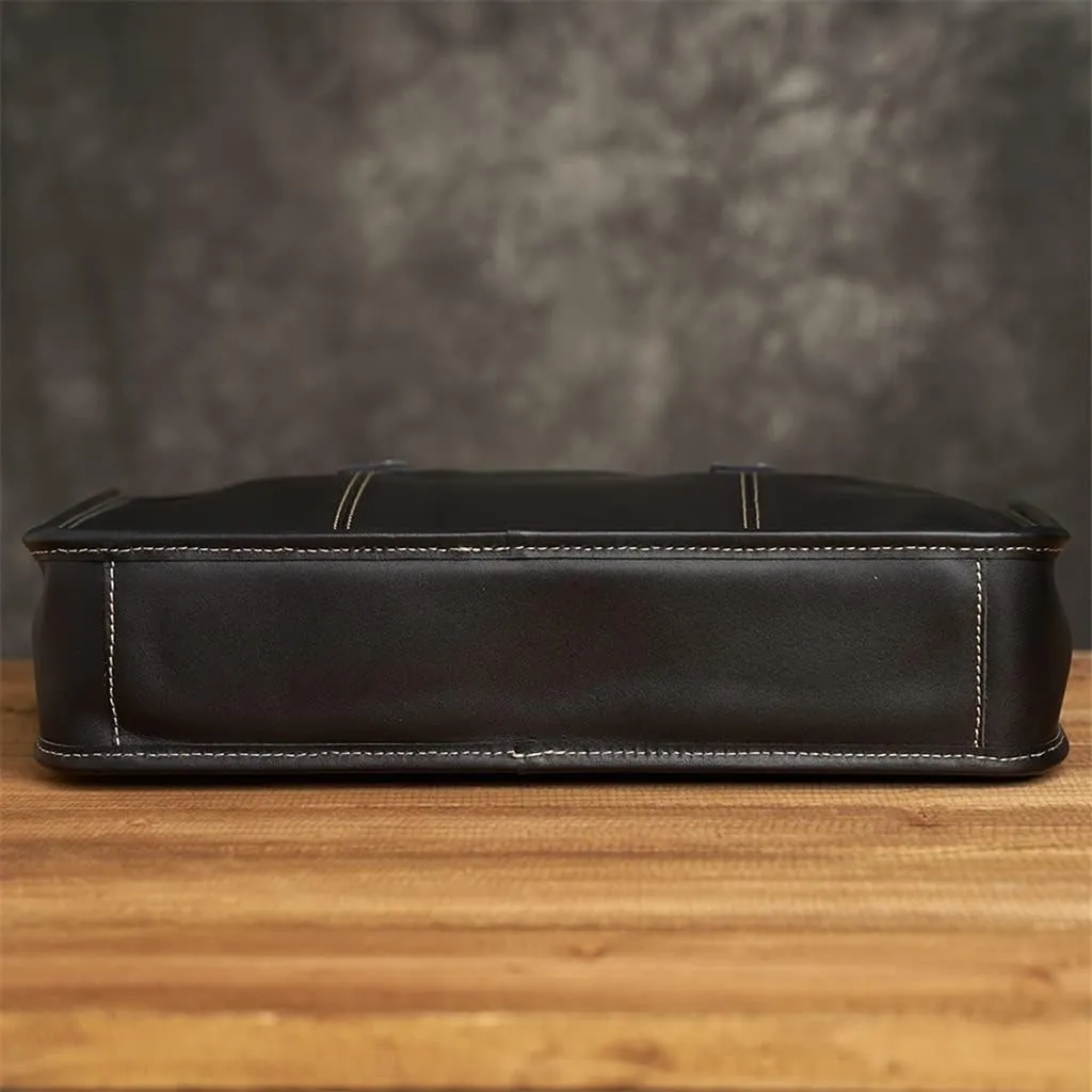 Genuine Leather Men's Briefcase Large Capacity Business Bag Black Male Shoulder Laptop Bag