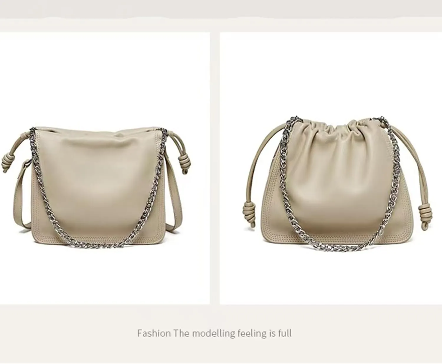 Genuine Shoulder Bag for Women,Soft Leather Ruched cloud crossbody bag,with chain handle handbag,purse.