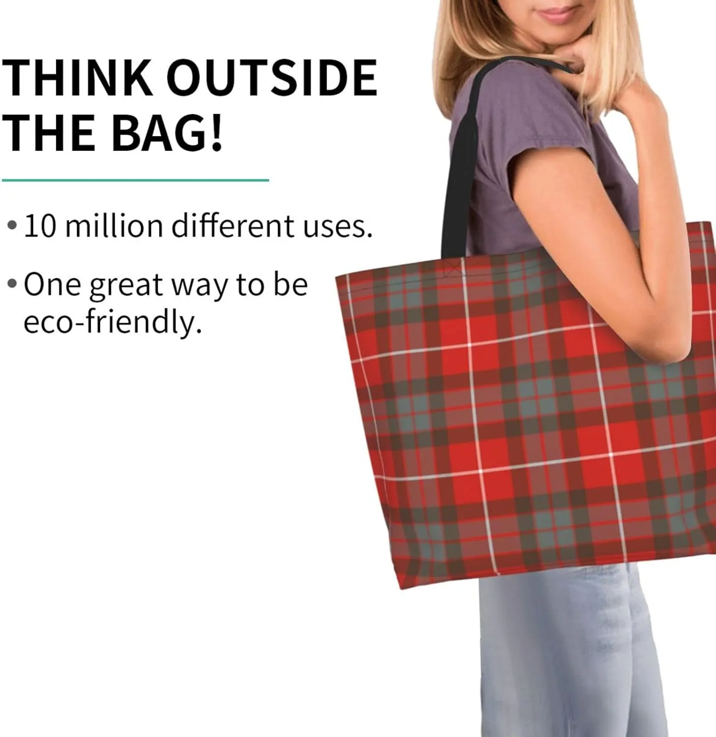 Georgia Tartan Tote Bag For Women Weekender Travel Bag Reusable Grocery Bags Large Totes Handbags