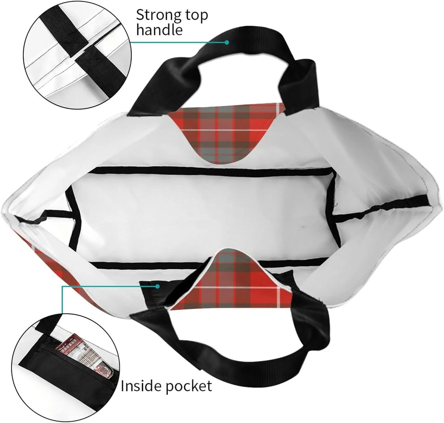 Georgia Tartan Tote Bag For Women Weekender Travel Bag Reusable Grocery Bags Large Totes Handbags