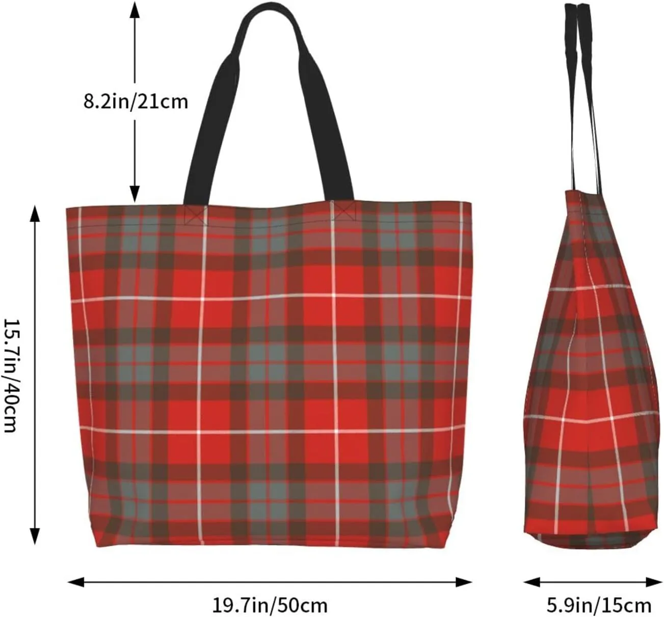 Georgia Tartan Tote Bag For Women Weekender Travel Bag Reusable Grocery Bags Large Totes Handbags