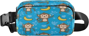 Giraffe Monkey Blue Belt Bag for Women Men Fanny Pack Small Waist Pouch Crossbody Bags for Outdoor Hiking Running Travel