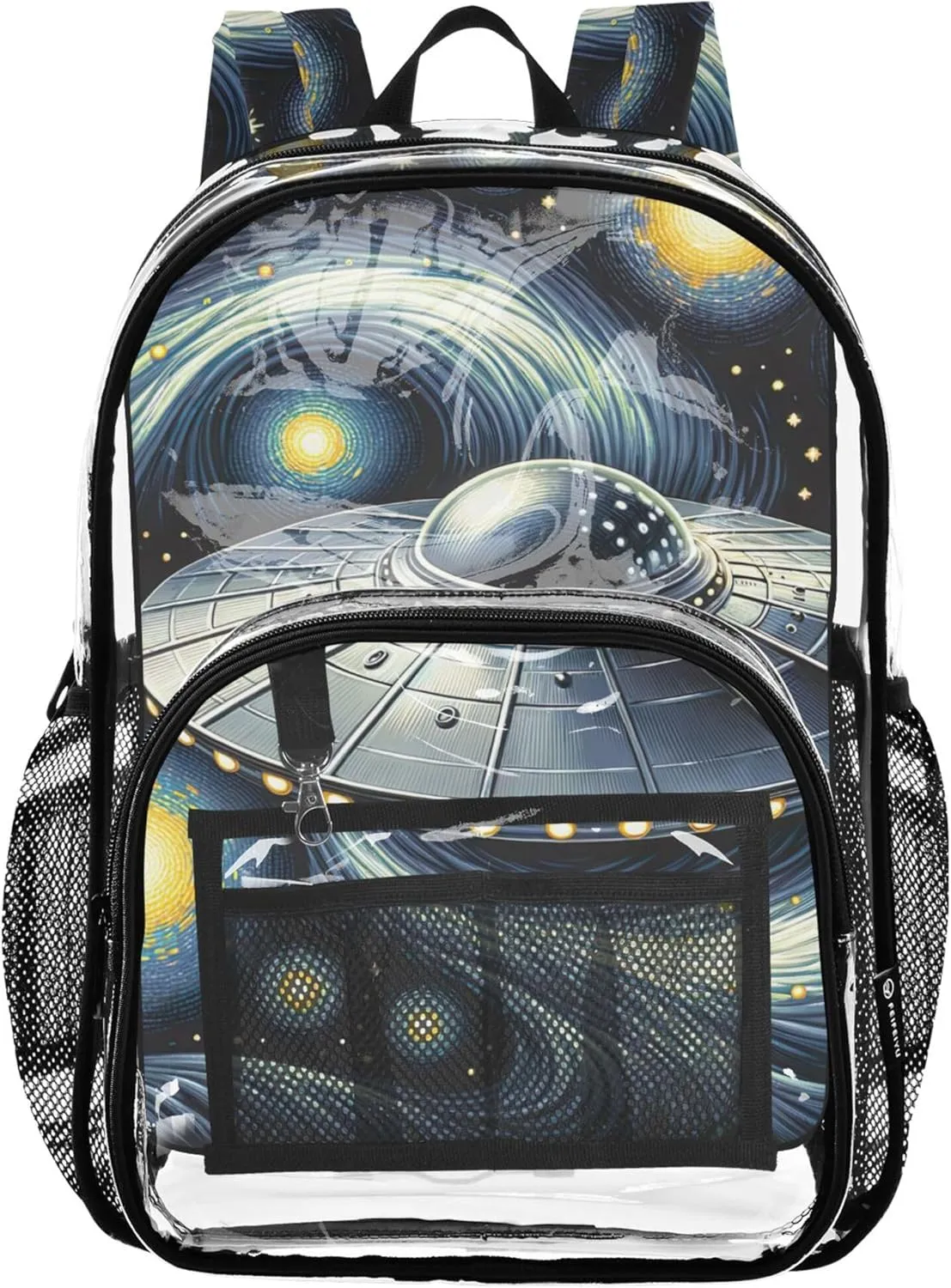 Girls Backpack for Kids UFO Starry Night Travel Clear Bags for Women See through Approved Bag