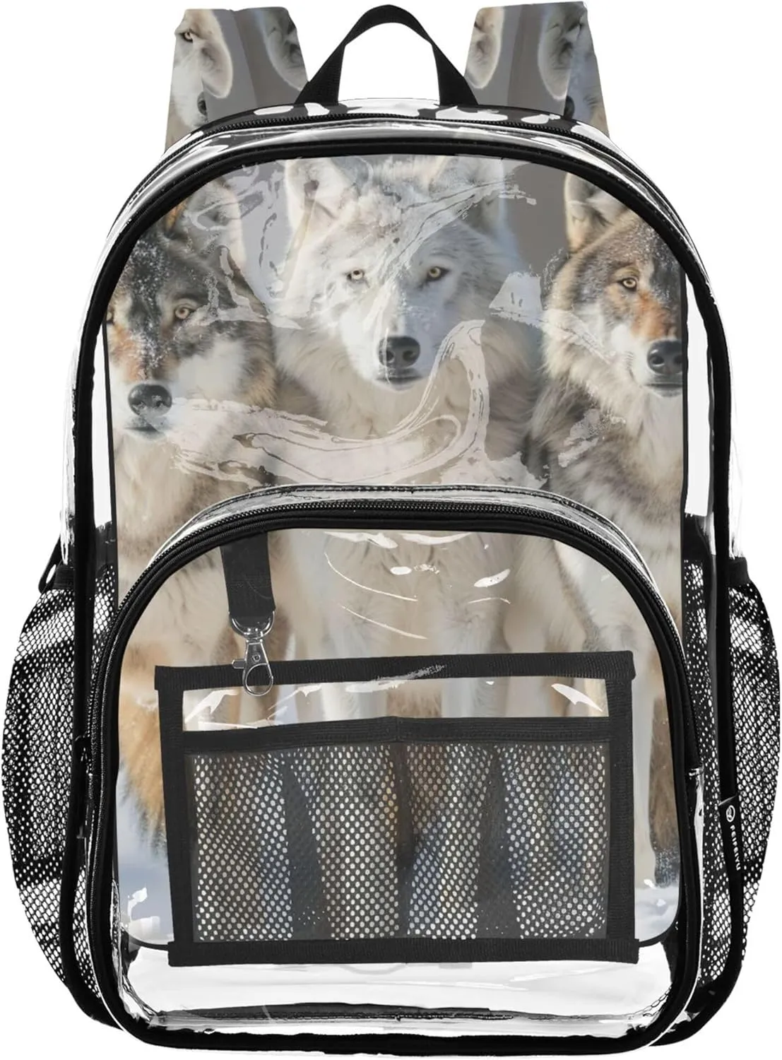 Girls Backpack for Kids Wolves Clear Backpack for Women Pvc School Plastic Bookbag