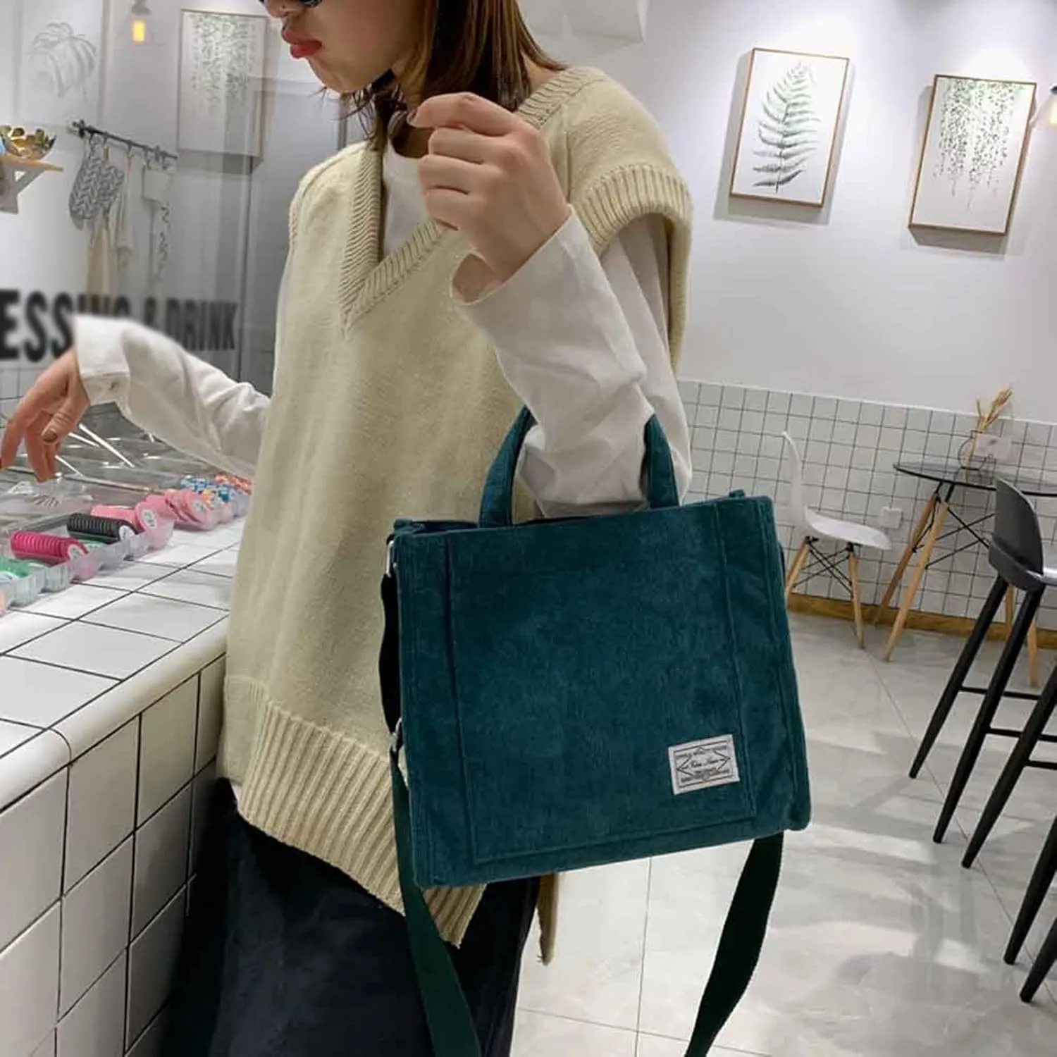 Girls' Polyester New Small Square Bag Korean Fashion Portable One Shoulder Drawstring Crossbod Bag Small Shoulder