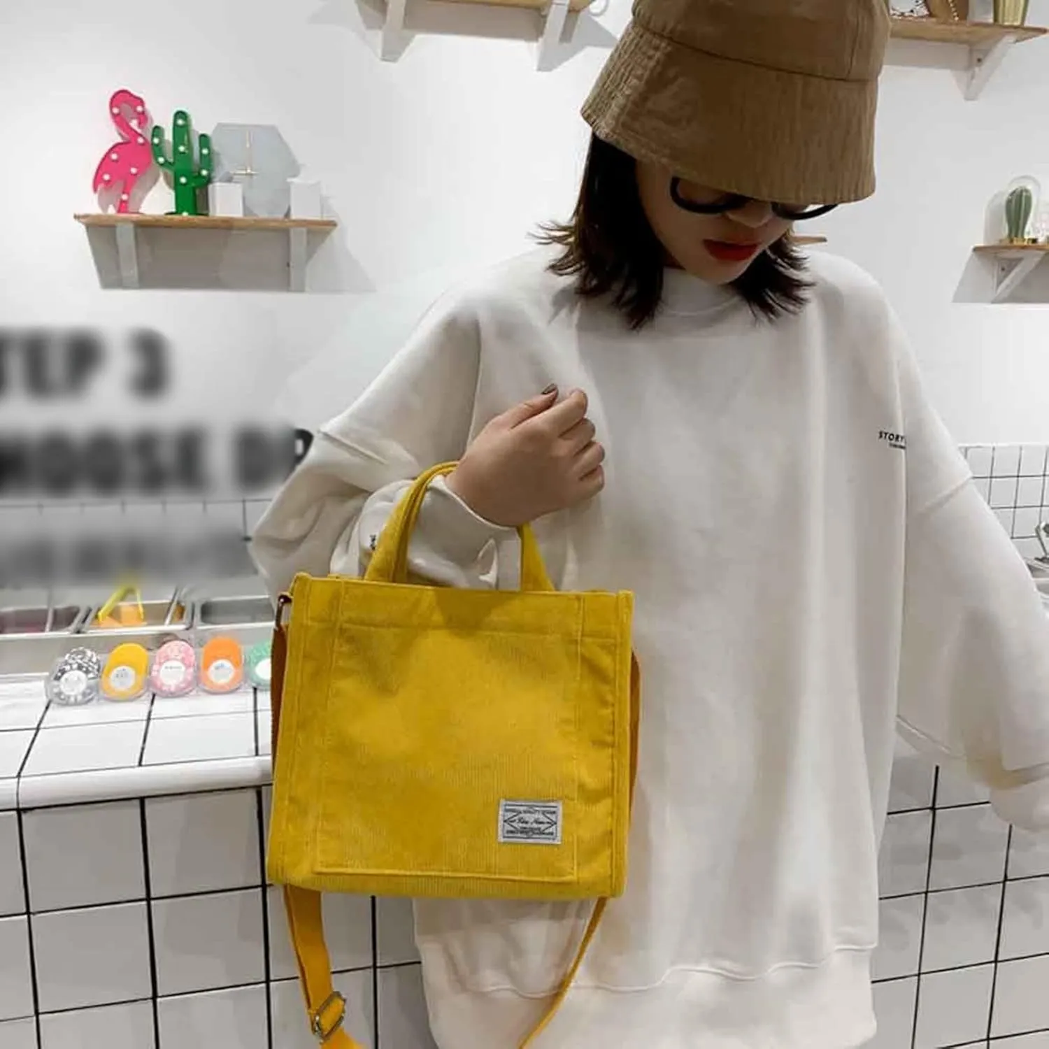 Girls' Polyester New Small Square Bag Korean Fashion Portable One Shoulder Drawstring Crossbod Bag Small Shoulder