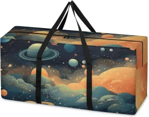 Glitter Galaxy Extra Large Moving Bags Heavy Duty Storage Bags Abstract Galaxy Cloth Wrap Around Handles Double Zipper Reusable Convenient Foldable Storage Tote for Travel Camping Space Save