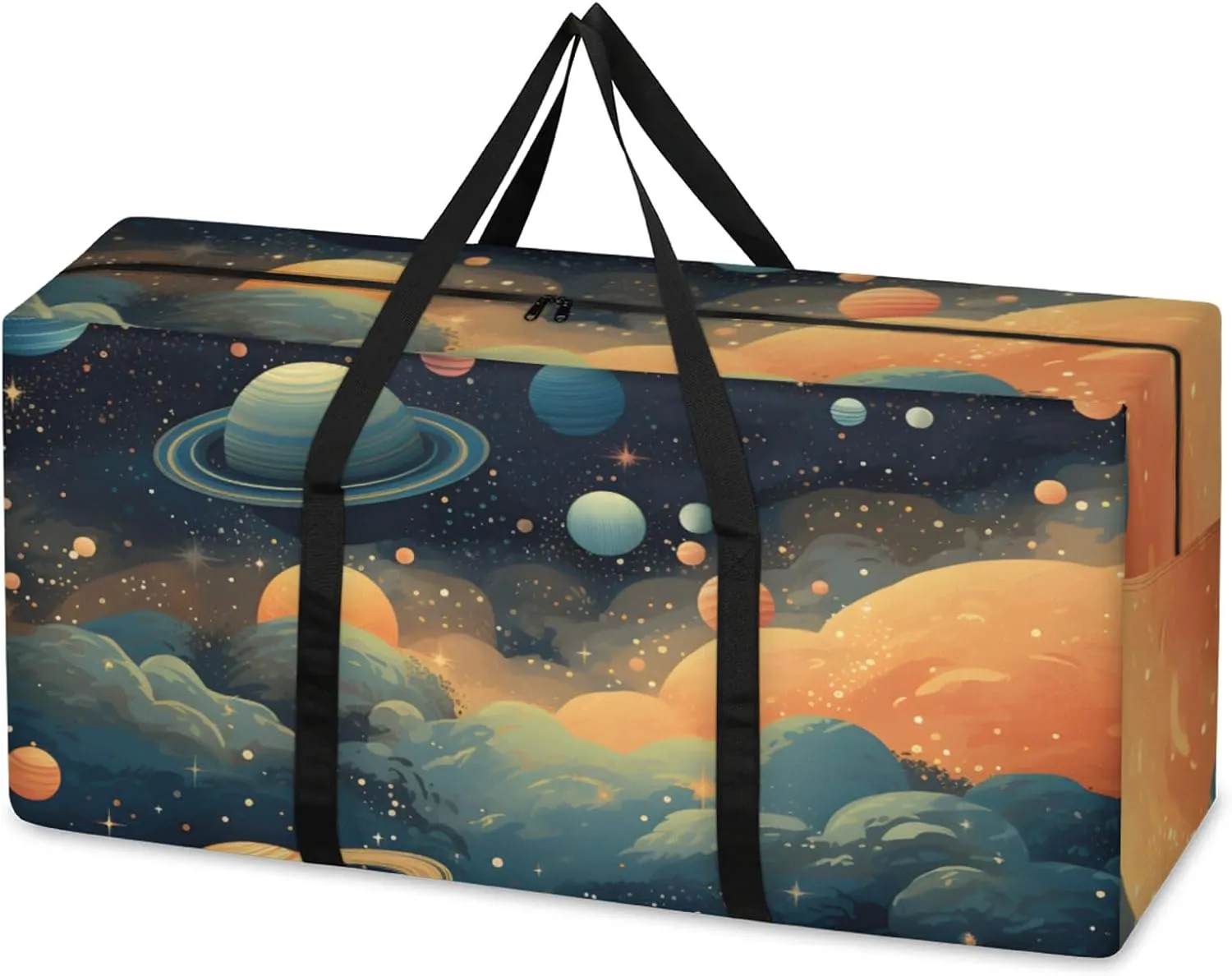Glitter Galaxy Extra Large Moving Bags Heavy Duty Storage Bags Abstract Galaxy Cloth Wrap Around Handles Double Zipper Reusable Convenient Foldable Storage Tote for Travel Camping Space Save