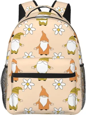 Gnome Travel Laptop Backpack Women Lightweight Backpack Adjustable College Backpack Fits 15.6 Inch Laptop Waterproof Travel Backpack for Men -Daisy