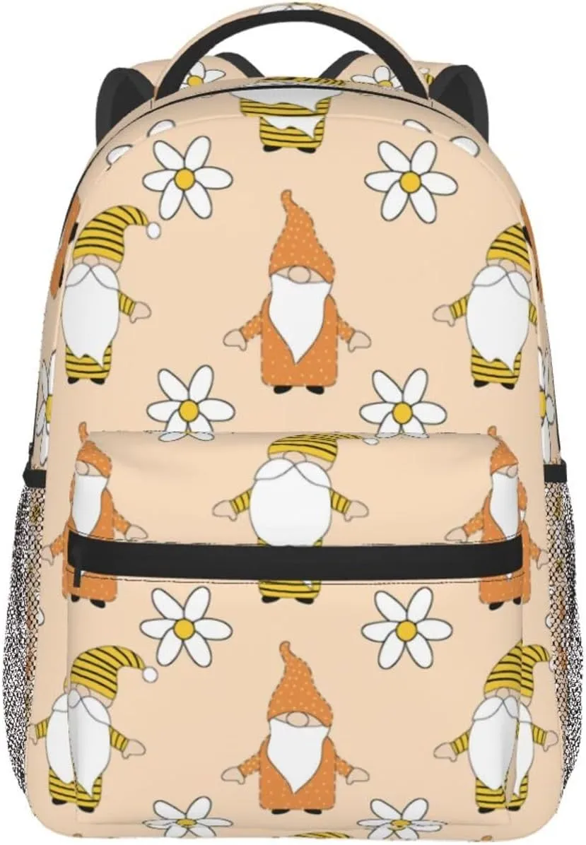 Gnome Travel Laptop Backpack Women Lightweight Backpack Adjustable College Backpack Fits 15.6 Inch Laptop Waterproof Travel Backpack for Men -Daisy