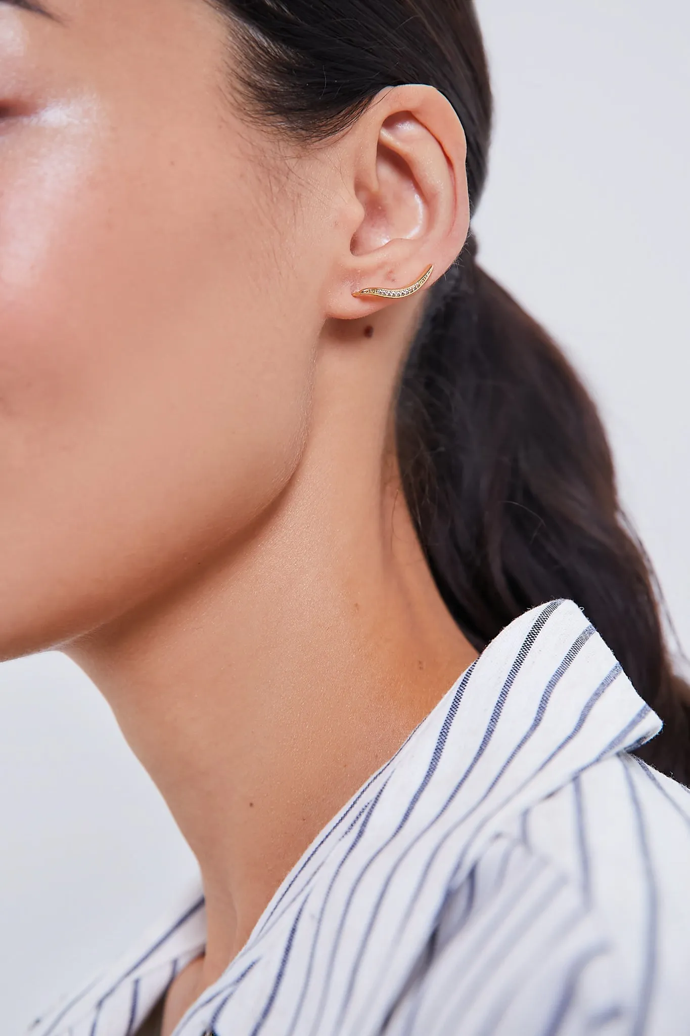 Gold Crystal Climber Earrings
