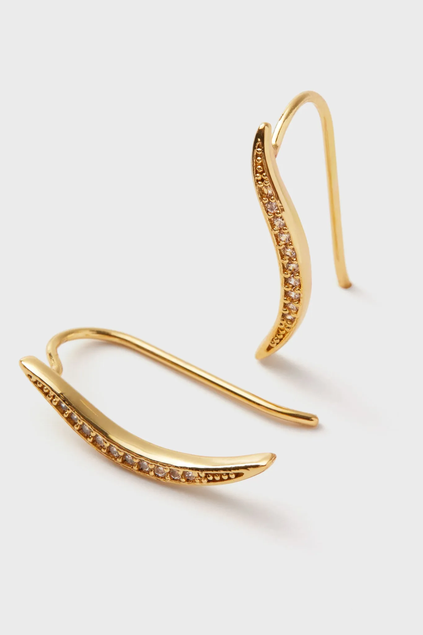 Gold Crystal Climber Earrings