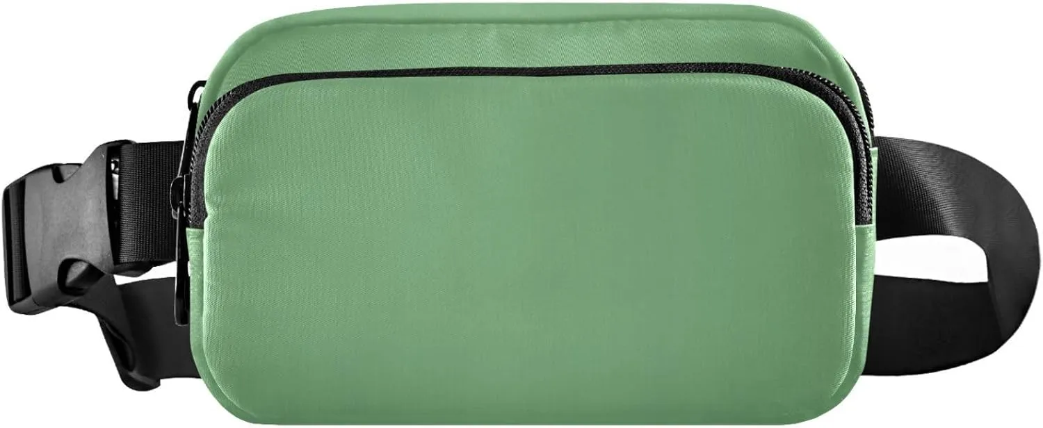 Gradient Sage Green Belt Bag for Women Men Fanny Pack Small Waist Pouch Crossbody Bags for Outdoor Hiking Running Travel