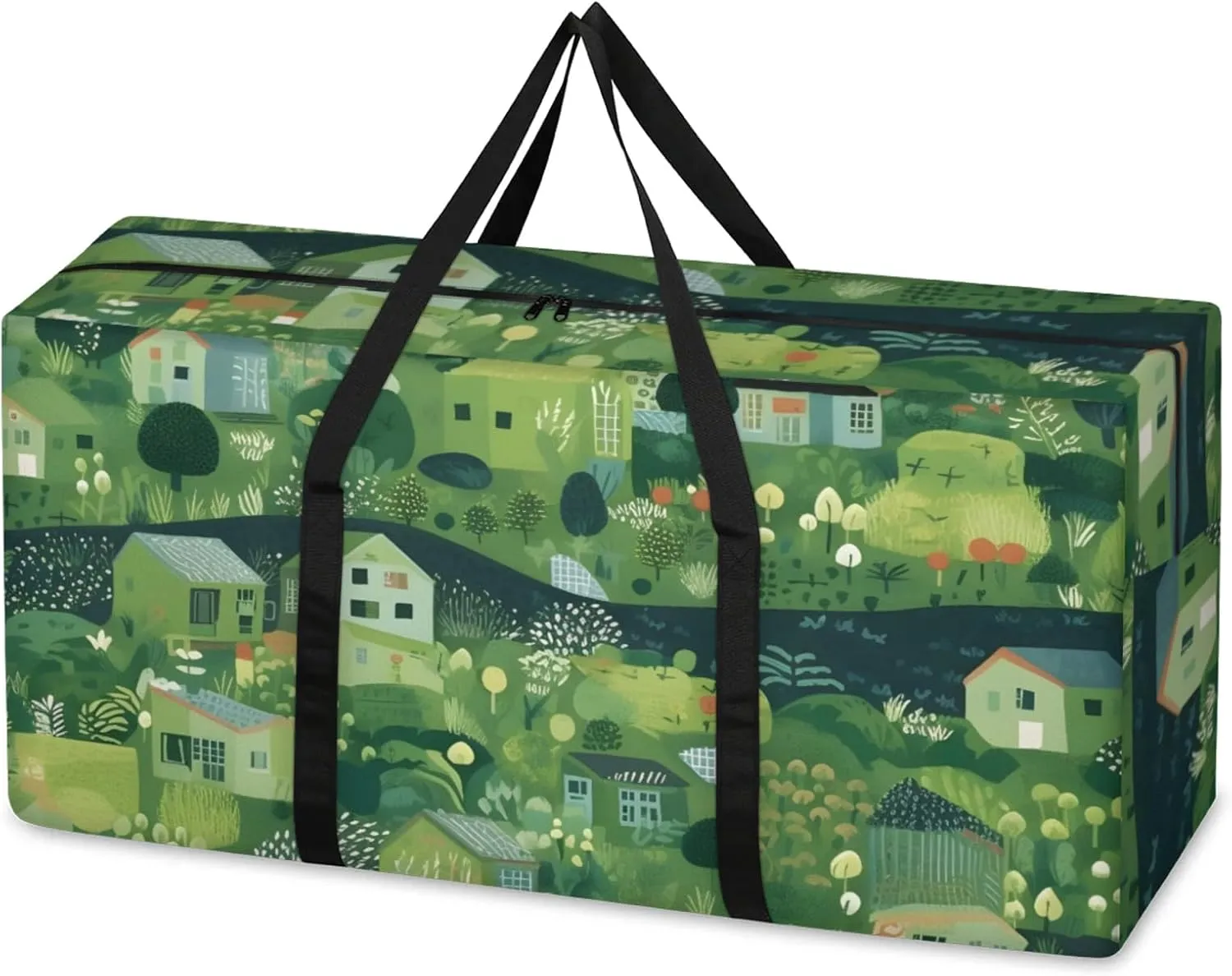 Graffiti City Extra Large Moving Bags Heavy Duty Storage Bags Dreamy City Cloth Wrap Around Handles Double Zipper Reusable Convenient Foldable Storage Tote for Travel Camping Space Save