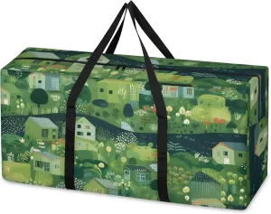 Graffiti City Extra Large Moving Bags Heavy Duty Storage Bags Dreamy City Cloth Wrap Around Handles Double Zipper Reusable Convenient Foldable Storage Tote for Travel Camping Space Save