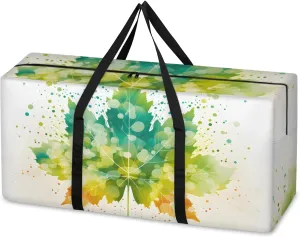 Graffiti Maple Leaves Extra Large Moving Bags Heavy Duty Storage Bags Watercolor Leaves Cloth Wrap Around Handles Double Zipper Reusable Convenient Foldable Storage Tote for Travel Camping Space Save