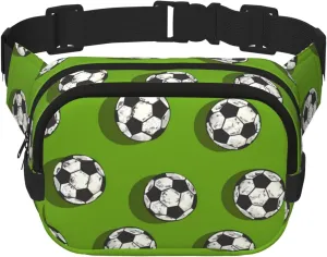 Green Sports Ball Soccer Fanny Pack for Women Men Fashion Waist Packs with Adjustable Strap Crossbody Belt Waist Bag for Hiking Running Travel