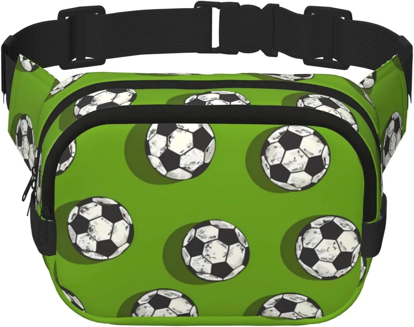Green Sports Ball Soccer Fanny Pack for Women Men Fashion Waist Packs with Adjustable Strap Crossbody Belt Waist Bag for Hiking Running Travel