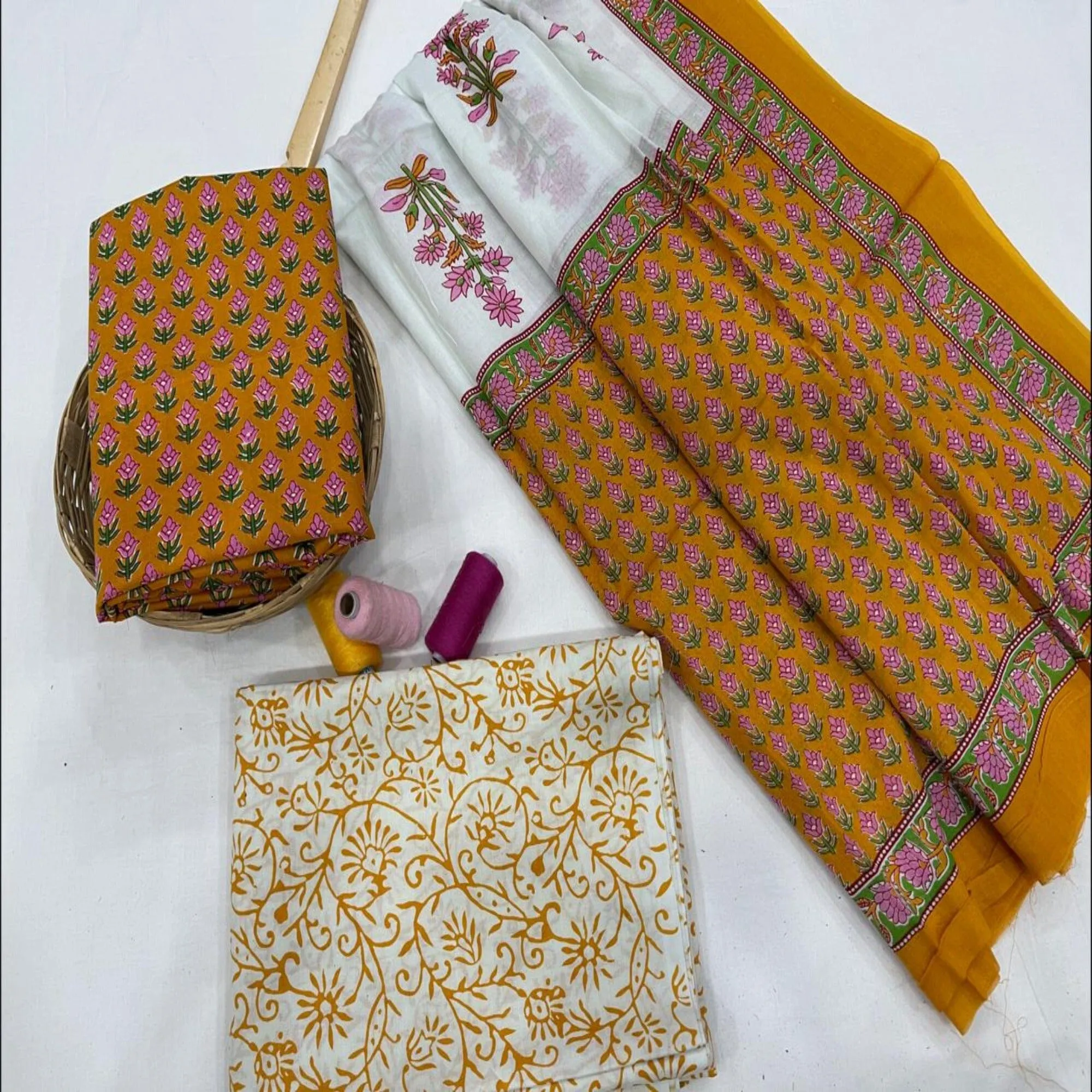 Hand BlockPrint Cotton Dress Material with Cotton Dupatta