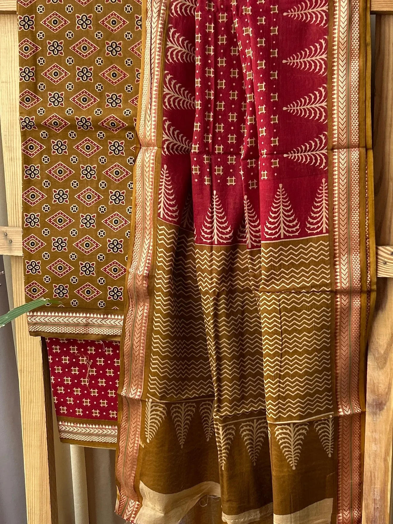 Hand BlockPrint Cotton Dress Material with zari Border