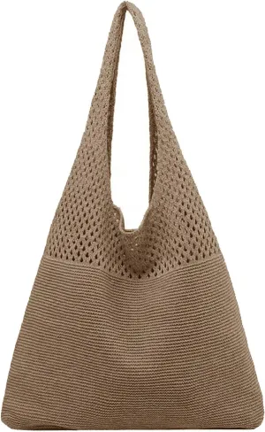 Handbag Under the Arm Purses Women's Spring/Summer Portable Retro Hollow Knitted Handheld One Shoulder Vest Bag