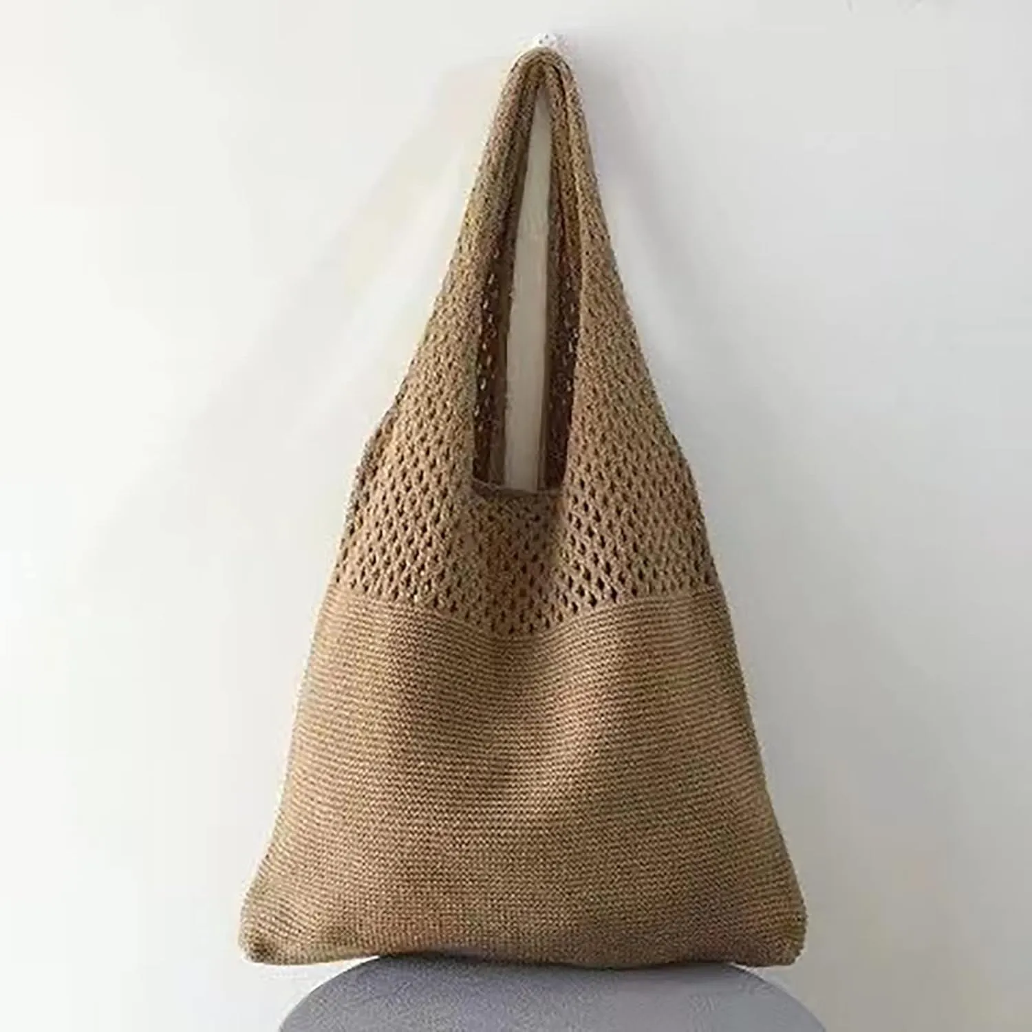 Handbag Under the Arm Purses Women's Spring/Summer Portable Retro Hollow Knitted Handheld One Shoulder Vest Bag