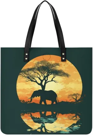 Handbags for WomenBeautiful ElephantTrendy Vegan Leather Hobo Handbags,Women's Soft Bucket Bag For Women - Ladies Handbags For Work, Travel, Casual Use,Birthday Gifts