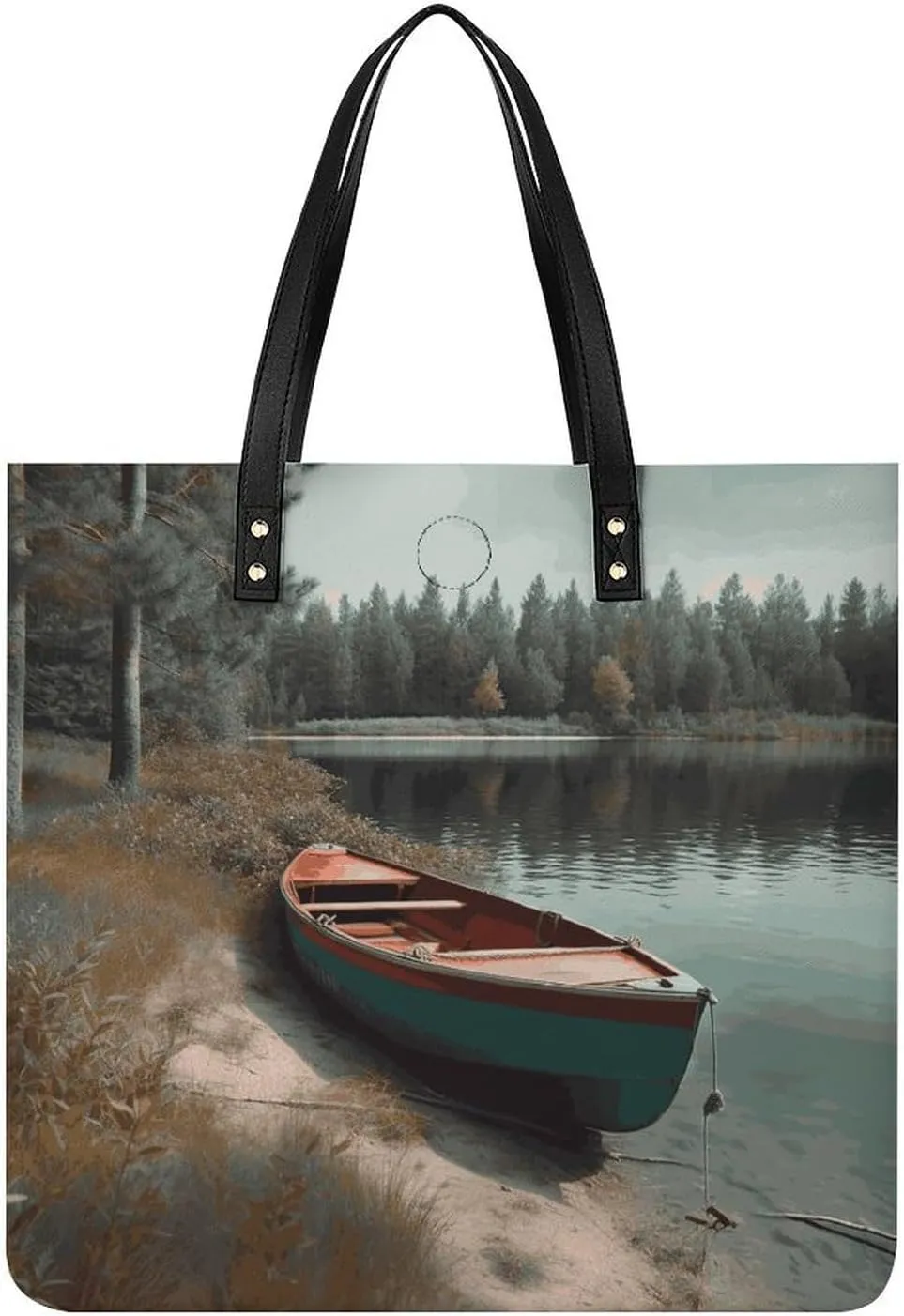 Handbags for WomenBoat Moored on ShoreTrendy Vegan Leather Hobo Handbags,Women's Soft Bucket Bag For Women - Ladies Handbags For Work, Travel, Casual Use,Birthday Gifts