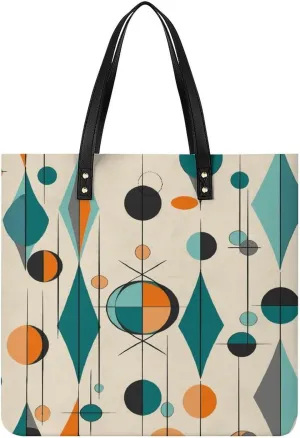 Handbags for WomenMid Century GeometricTrendy Vegan Leather Hobo Handbags,Women's Soft Bucket Bag For Women - Ladies Handbags For Work, Travel, Casual Use,Birthday Gifts