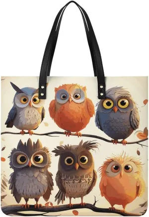 Handbags for WomenOwls BirdsTrendy Vegan Leather Hobo Handbags,Women's Soft Bucket Bag For Women - Ladies Handbags For Work, Travel, Casual Use,Birthday Gifts
