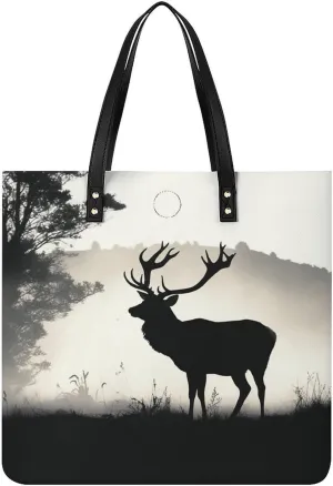 Handbags for WomenWildlife Deer SilhouetteTrendy Vegan Leather Hobo Handbags,Women's Soft Bucket Bag For Women - Ladies Handbags For Work, Travel, Casual Use,Birthday Gifts