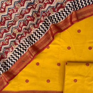 Handloom Cotton Dress Material with Kalamkari Silk Dupatta