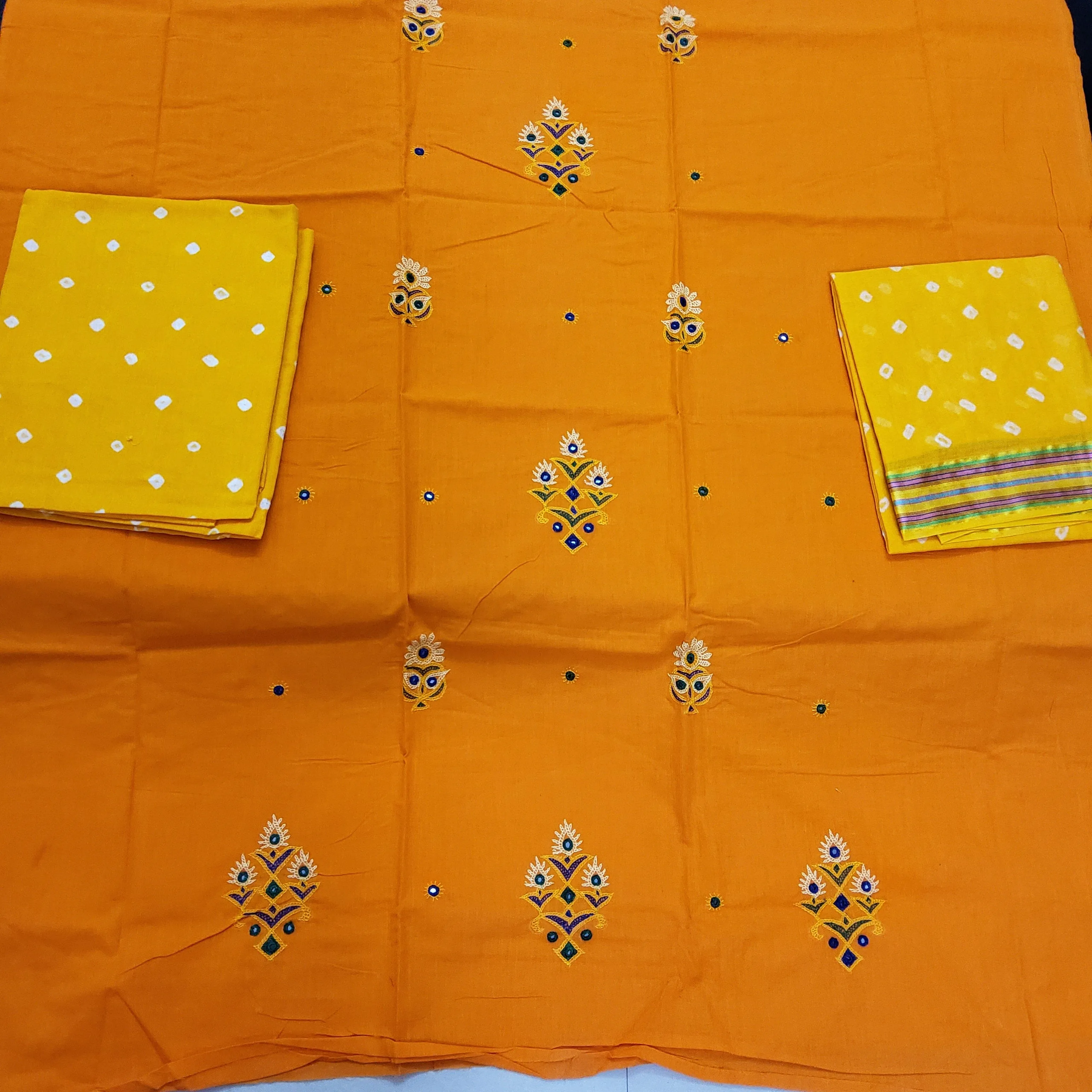 Handloom Cotton Dress Material with Kutchh Rabari embroidery