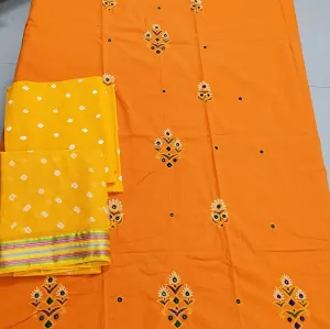 Handloom Cotton Dress Material with Kutchh Rabari embroidery