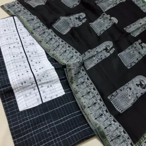 Handloom Cotton Dress Material with Maheshwari Dupatta