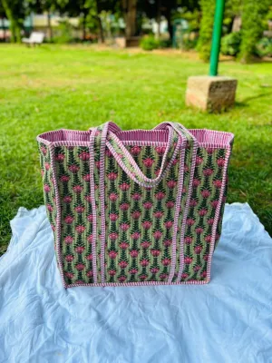 Handmade Large Tote Bag/Indian Quilted Tote Bags/Grocery Bag/Women Shopping Totes bag/Cotton Shoulder Bag