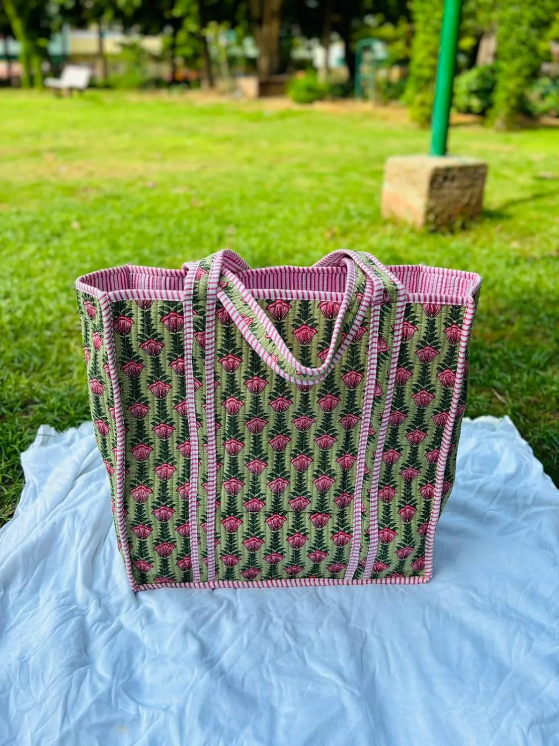 Handmade Large Tote Bag/Indian Quilted Tote Bags/Grocery Bag/Women Shopping Totes bag/Cotton Shoulder Bag