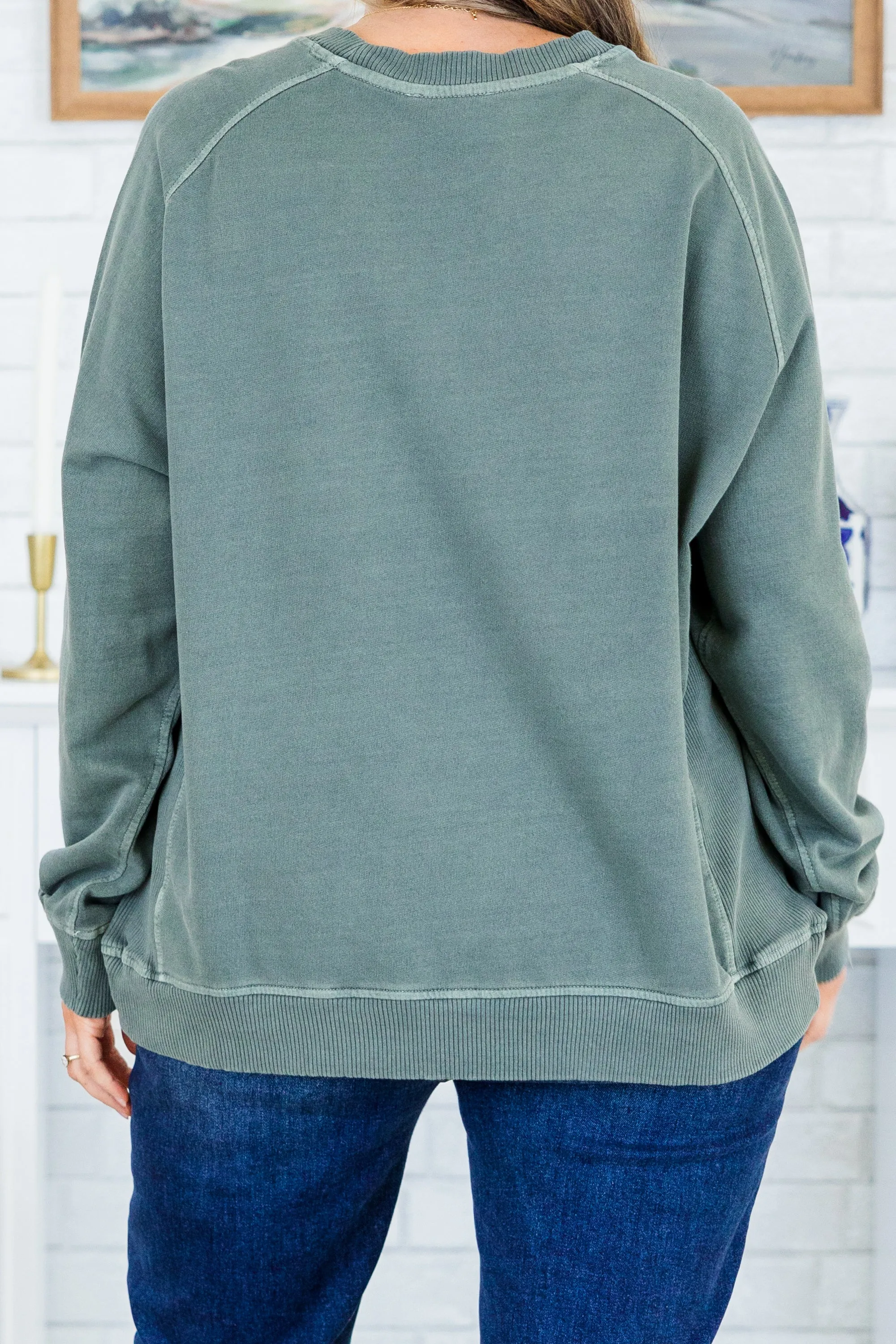 Happy To Be Here Pullover, Ash Jade