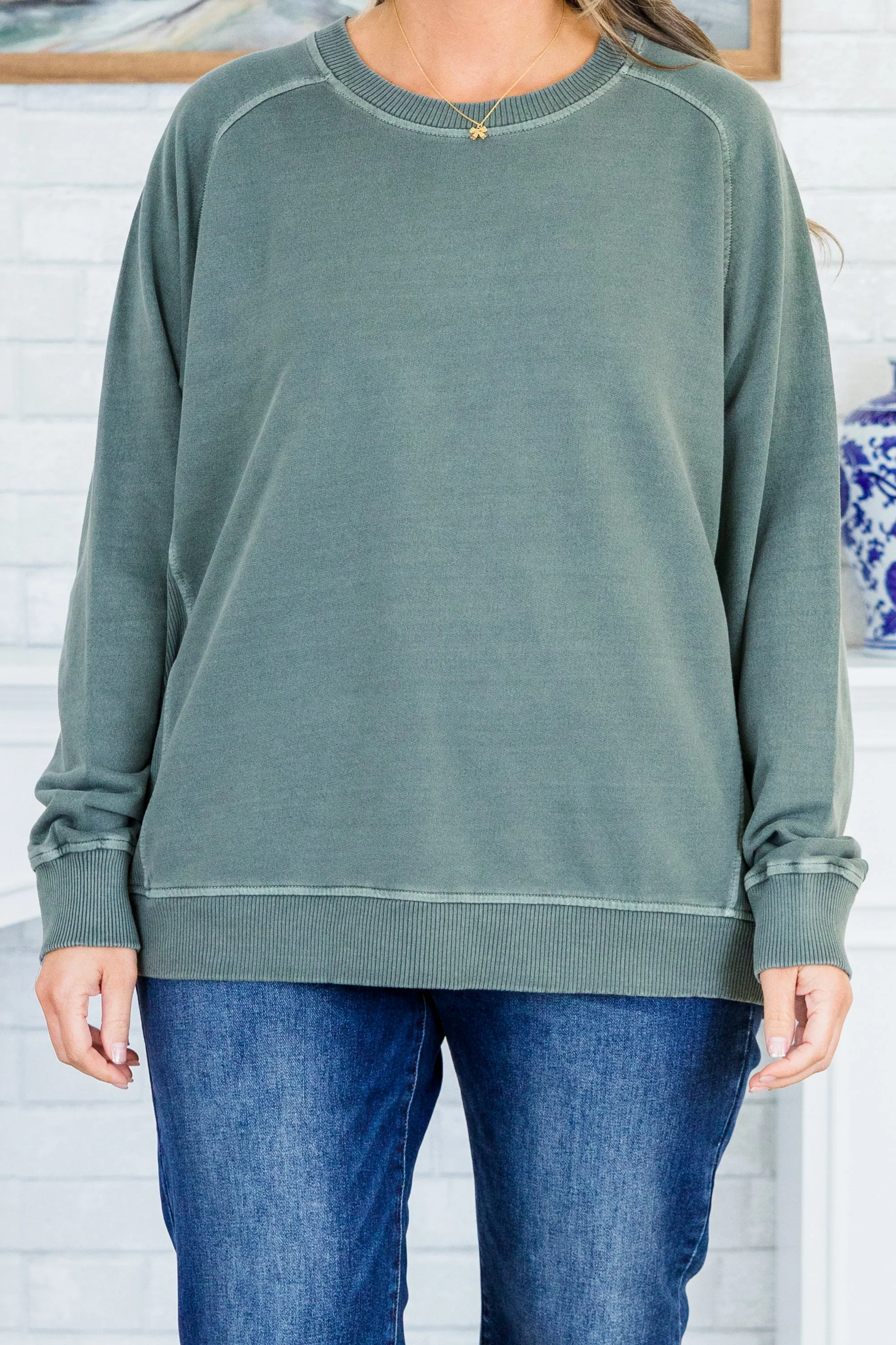 Happy To Be Here Pullover, Ash Jade