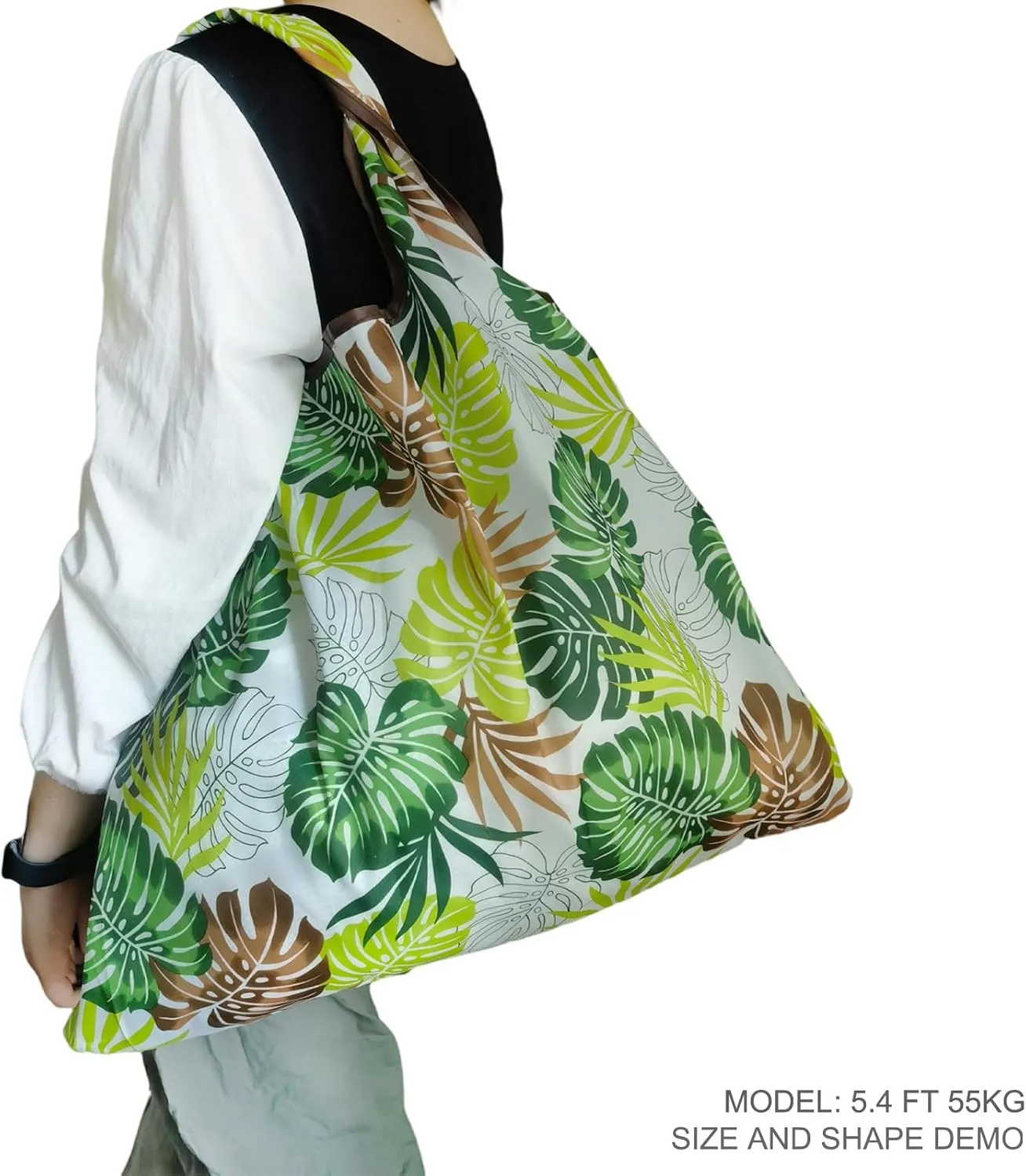HAPPYHEDI Foldable Reusable Grocery Bags Washable Shopping Totes, Long Handles, Fold-Up Pouch, Heavy Duty Bulk